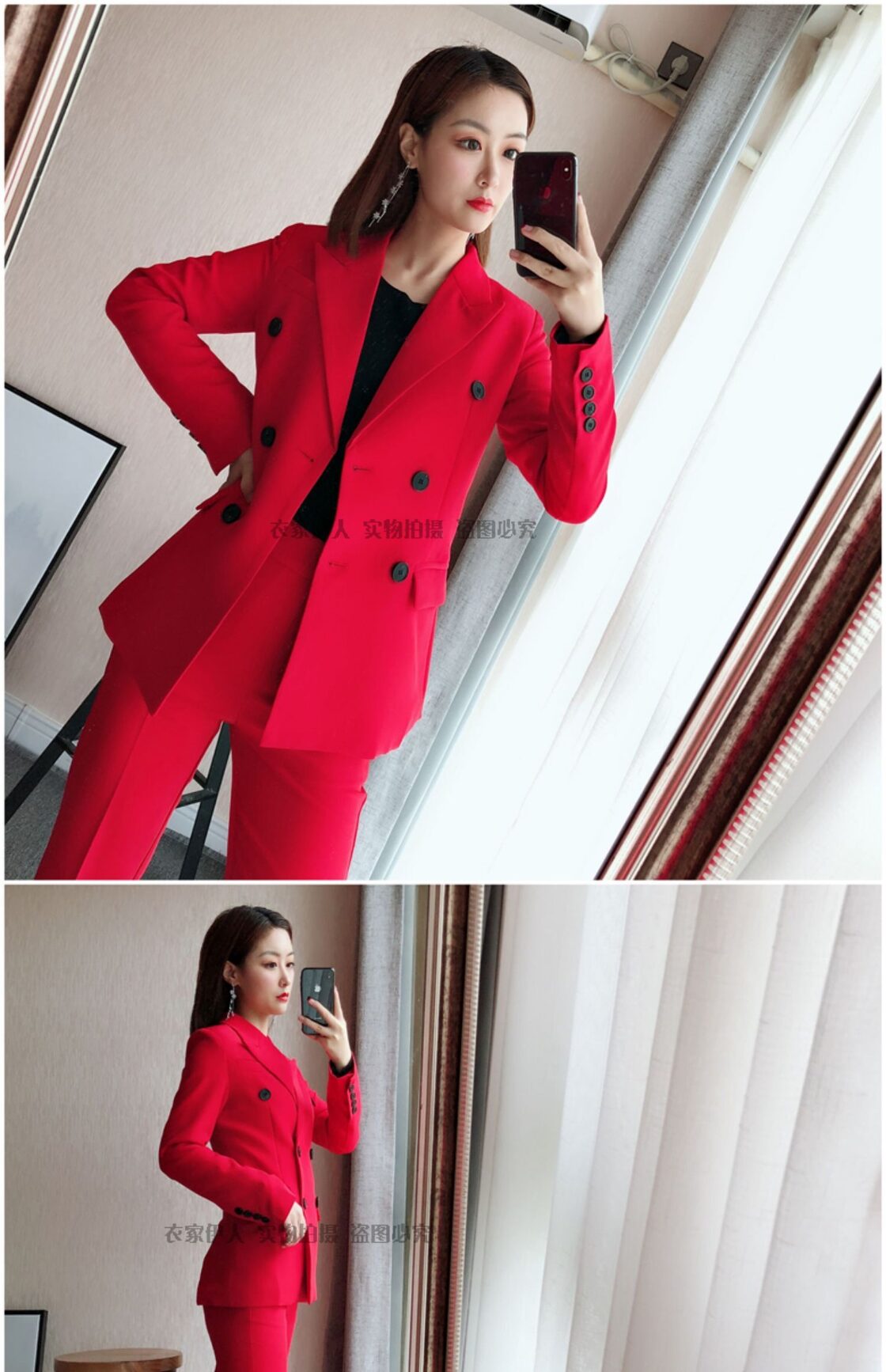 新品 韓流スター レッドスリムダブルブレストパンツ ⦿韓国 オルチャン 