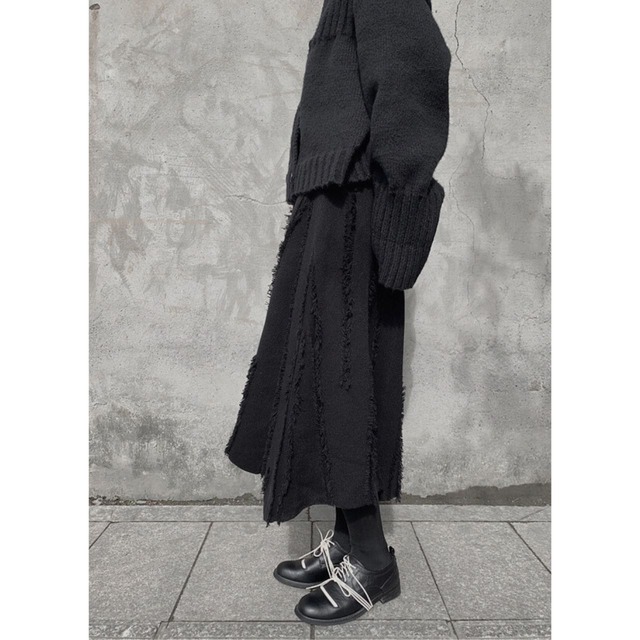 Draped knit mid-length skirt C0465