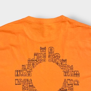 【HANES】ワンポイント Tシャツ XL  ビッグサイズ バックプリント オレンジ ヘインズ 半袖 夏物 US古着