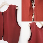 double zip 2way short vest/red