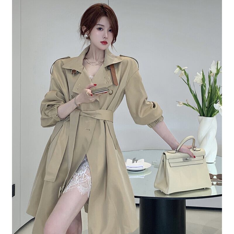 スタンダードスタイルダブルブレストジャケット オータムウェストベルト レトロ 秋物 ハーネス ガールズファッション69570478925