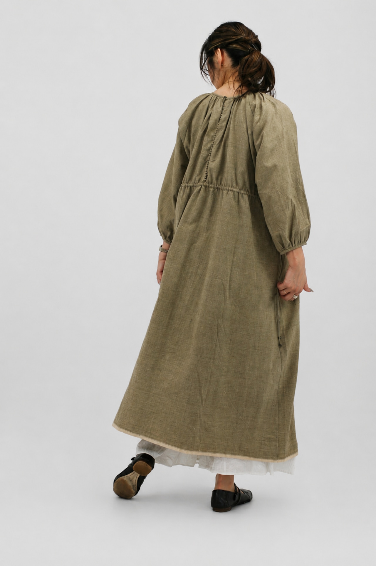BUNON(ブノン) Khadi Cotton Back Button Dress バックボタンワンピース