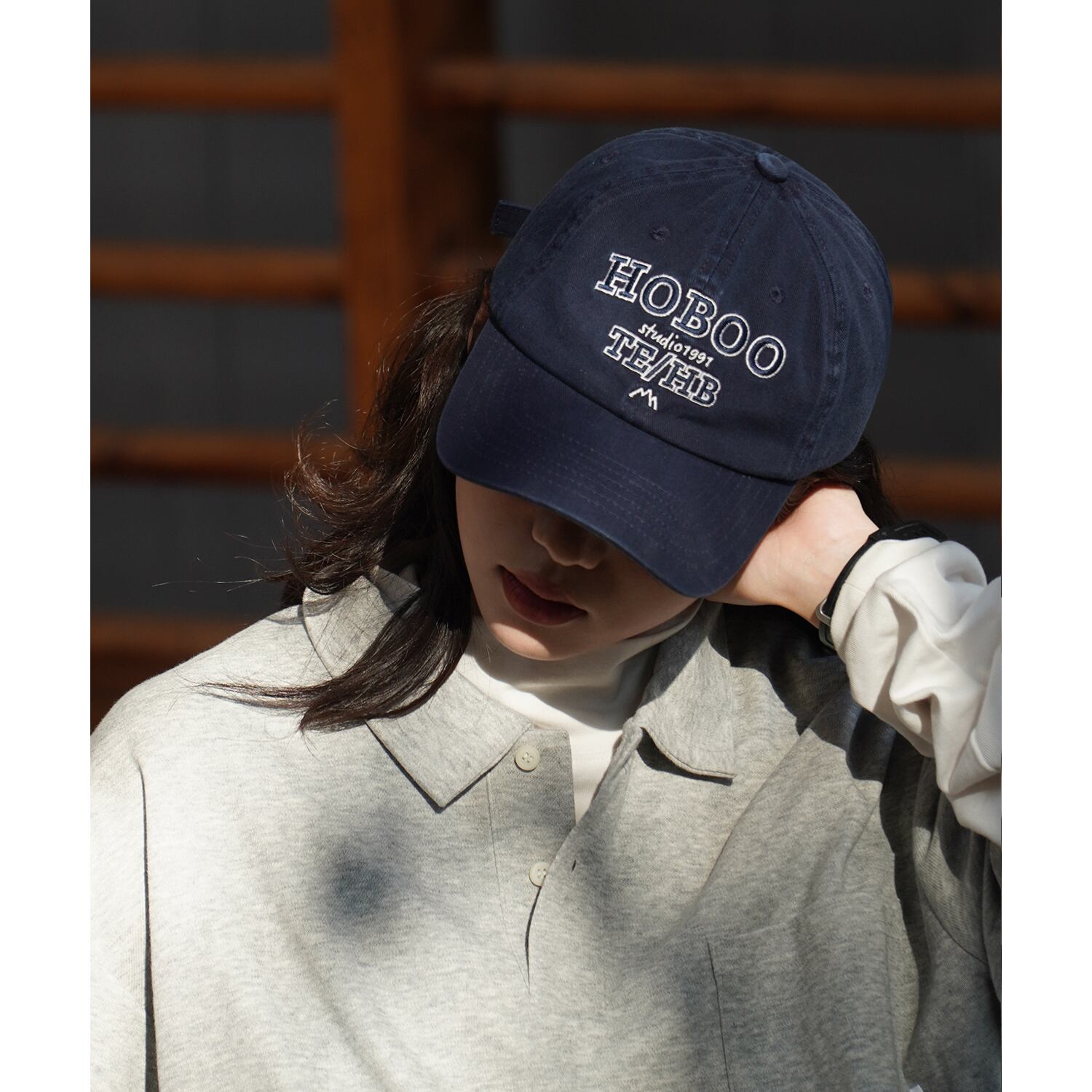 Tumulus: 【THE HOBOO】 ese 文字 刺繍 オールマッチ ピークド キャップ レディース 春バージョン サンシェード ベースボールキャップ 頭周り大 スプリング 春物 Tum32412375343