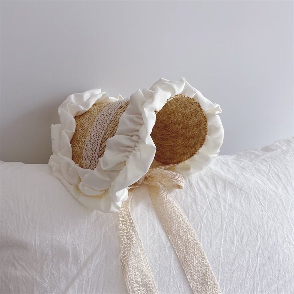 【値下げ】ピンク色が可愛い♡麦わらボンネット 即納】麦わらボンネット | yumyumyummy