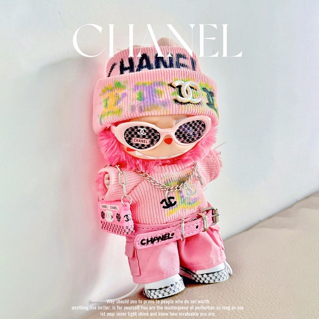 ピンクで決めろ！上品 アッパー感♡  labubu ラブブ カワカッコイイ コーディネートセット 7点セット 15cm 17cm プレミアム