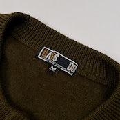 DAKS ダックス アーガイル ケーブル編み ヘンリー デザイン ウールニットセーター サイズ M /メンズ/オリーブグリーン系
