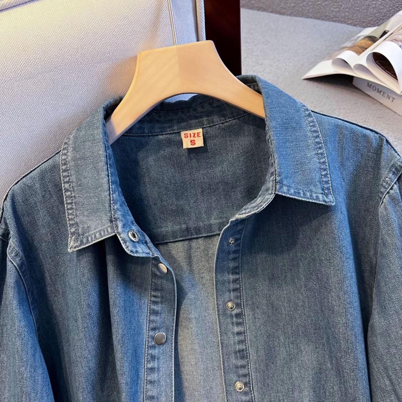 ルーズシルエット ベルベット調あったかシャツトップス Ln00325