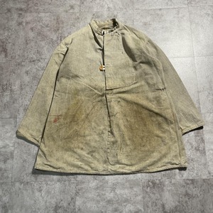 40-50s 刺繍タグ ごま塩 ブラックシャンブレー 木ボタン グランパ