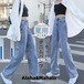激安 デニムパンツ レディース ワイドパンツ ジーパン ジーンズ ワイドルック ゆったり ロングパンツ ハイウエスト カジュアル ボトムス 韓国 ファッション