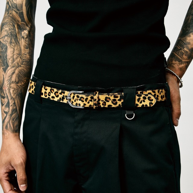 【DRIP6370】SWFI Leather Horsehair Leopard Pattern Belt