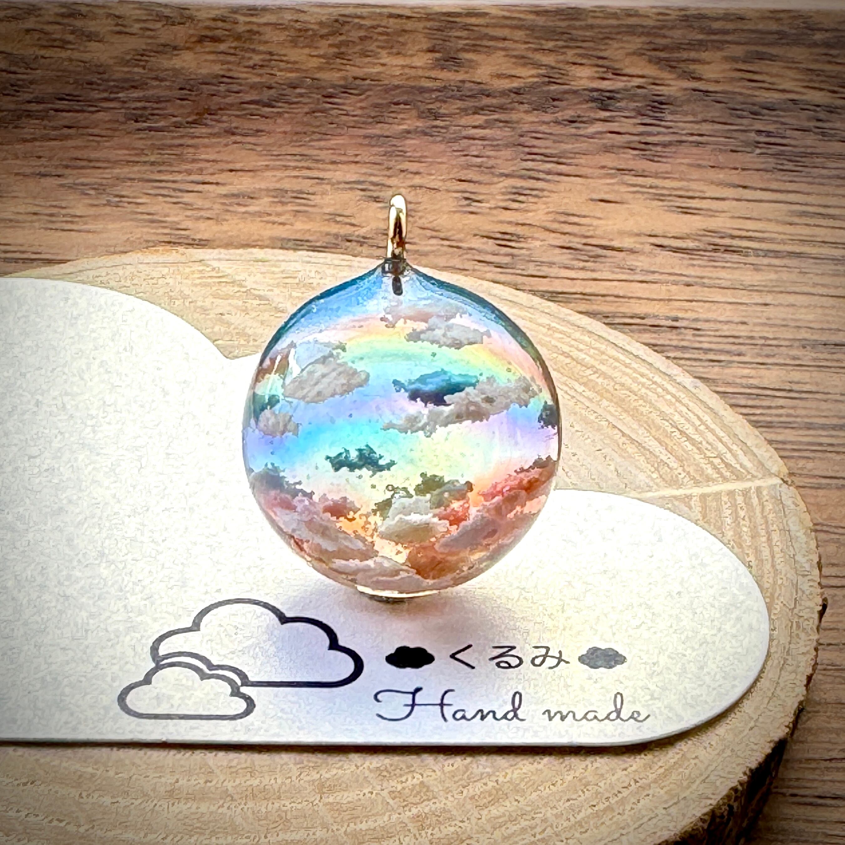 半球の雲レジン 夕焼けと虹 A