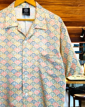 SEIGAIHA - ALOHA SHIRT / アロハシャツ キモノシャツ 青海波 扇