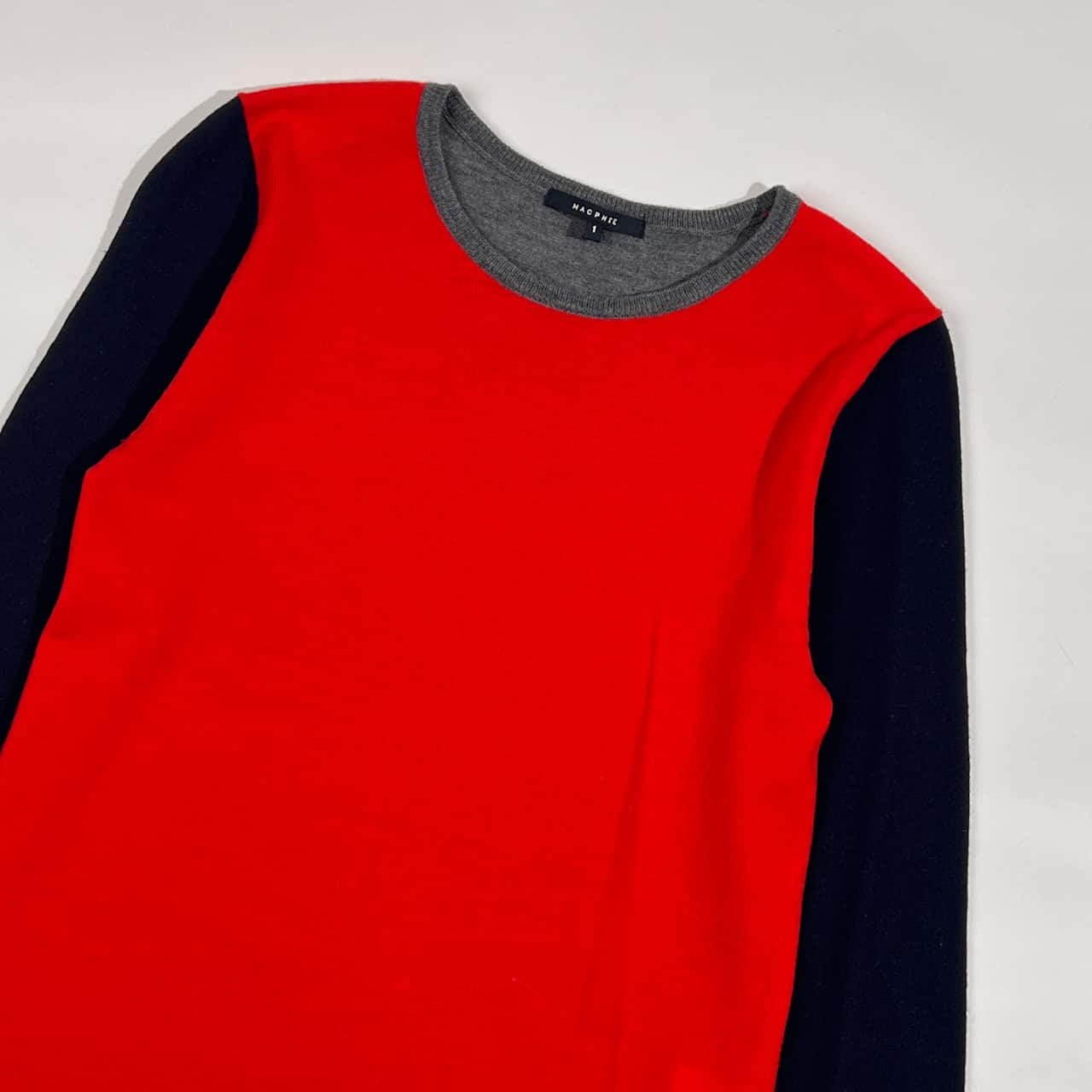 MACPHEE マカフィー 切替 デザイン ハイゲージ  ウール ニット セーター 1/マルチ レディース