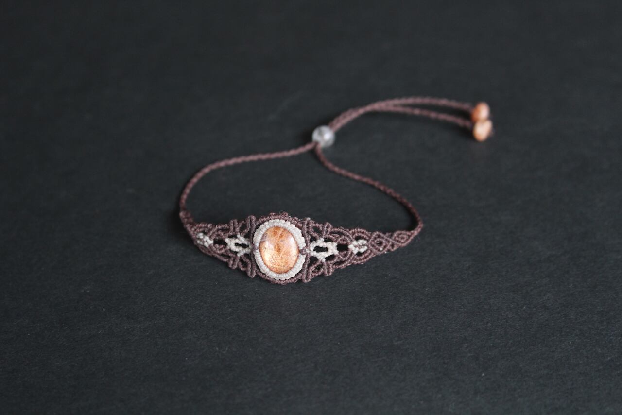 Sunstone micro macrame bracelet