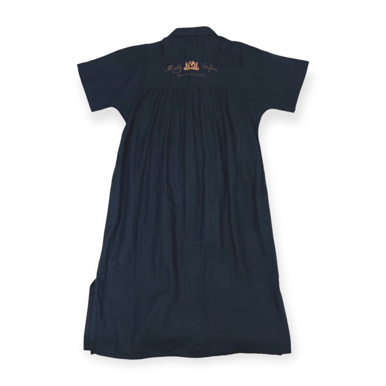 リネン100% イタリア製 ROSE ROSA タック 半袖 ワンピース/ネイビー レディース
