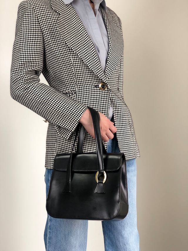 Christian Dior クリスチャン ディオール トートバッグ ブラック ロゴ オーバル レザー vintage ヴィンテージ オールド ye2nnm