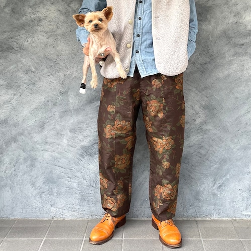 着物リメイクパンツ - kimono elastic waist pants