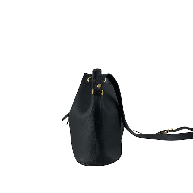 Christian Dior クリスチャン ディオール ショルダーバッグ ブラック ロゴ PVCレザー 巾着 vintage ヴィンテージ オールド amjphh