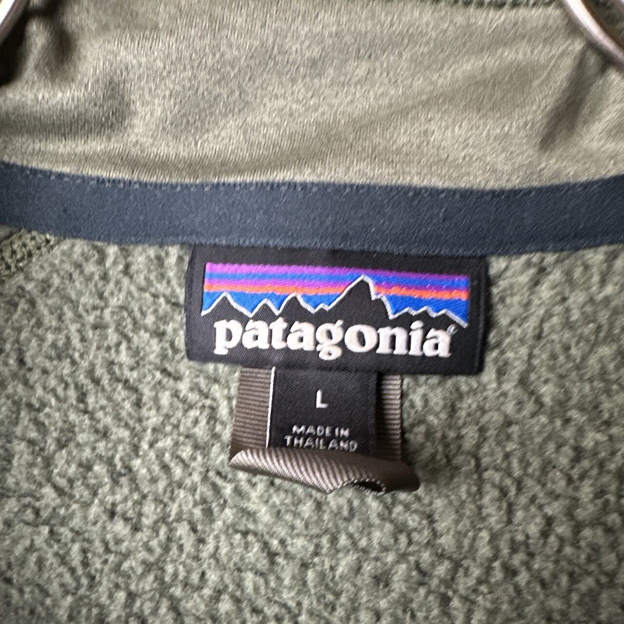 パタゴニア刺繍ロゴハーフジップベターセーターフリースチャコール M古着