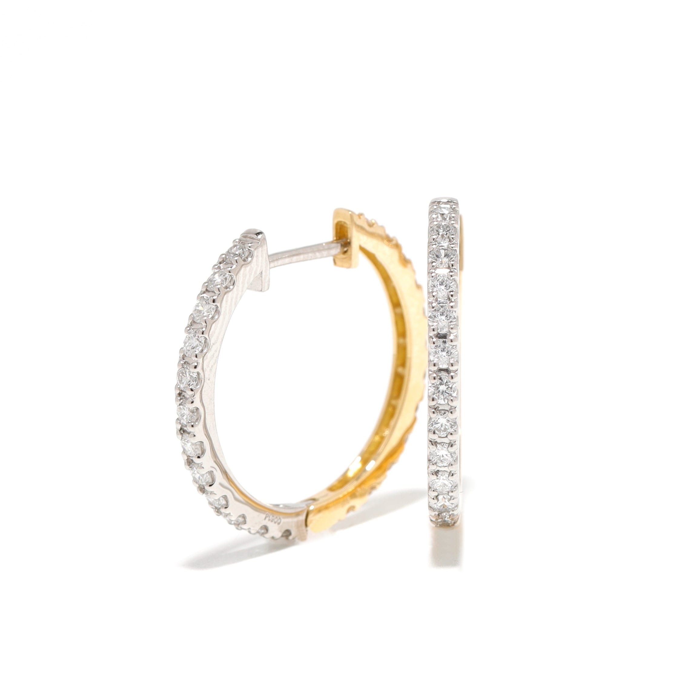 リバーシブル ダイヤモンド フープ ピアス pt900・K18 / 0.400ct×2