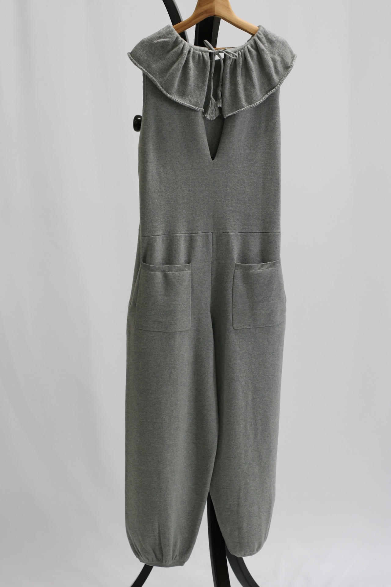 【Gauze#】Pierrot collar knit salopette(G1245)