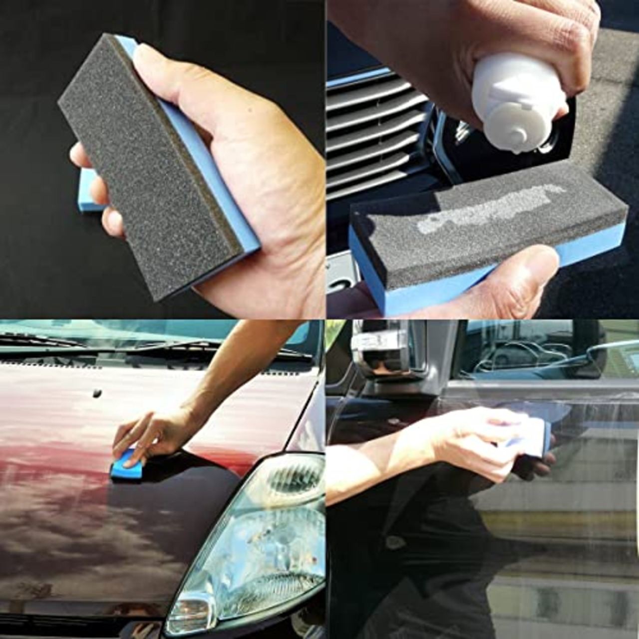 Cluoling 洗車スポンジ 10個セット コーティング コンパウンドスポンジ メンテナンス 水垢落とし ウロコ取り 研磨スポンジ 塗り込み専用 傷つかない EVA