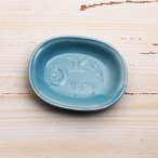 【トラネコボンボン 】オーバル豆皿「ライオン・ブルー」
