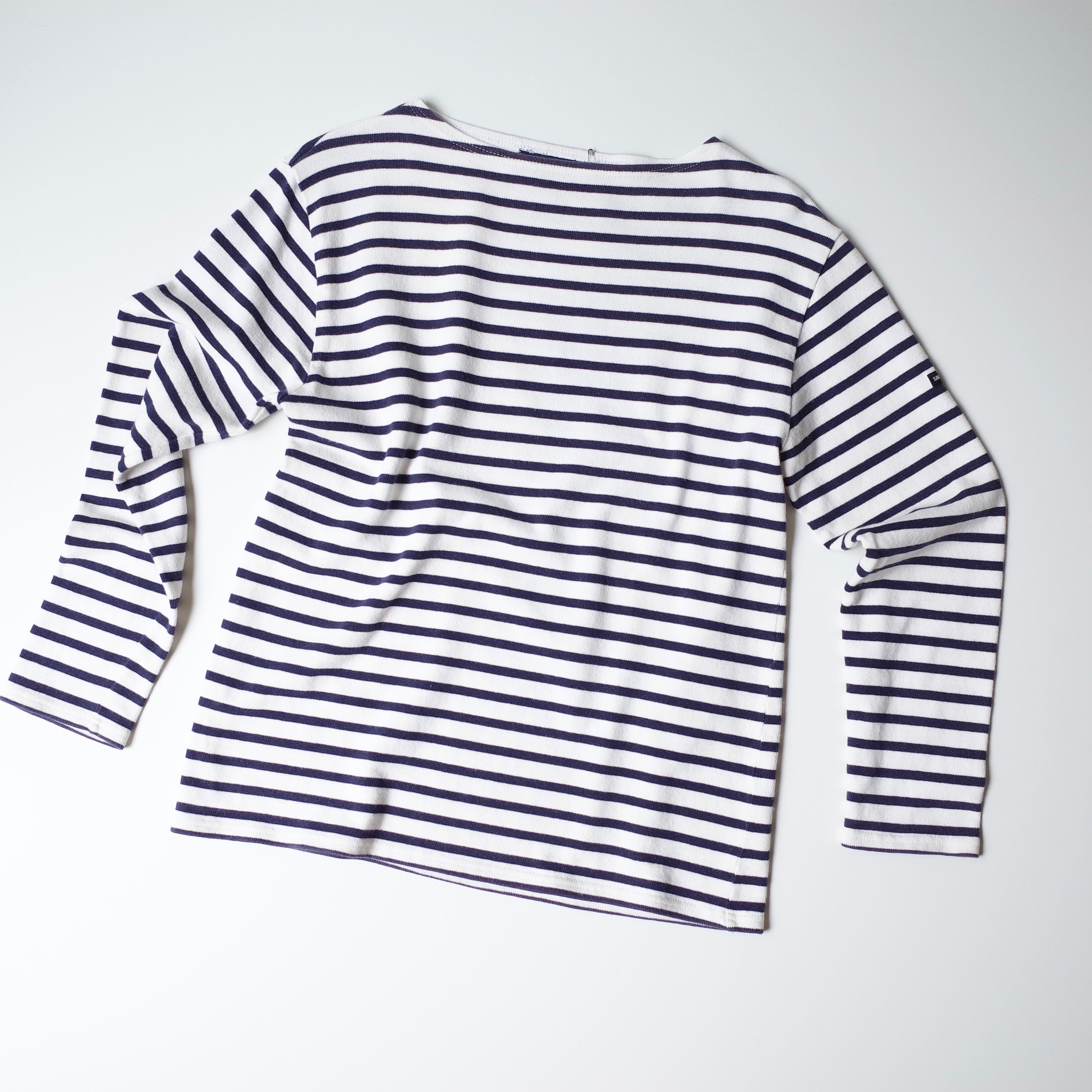 Saint James border basque shirt "white×navy"