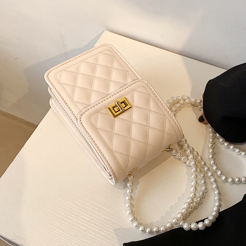 パールチェーン サマー 夏物 真珠 スクウェア 手作りハンドバック37093074777