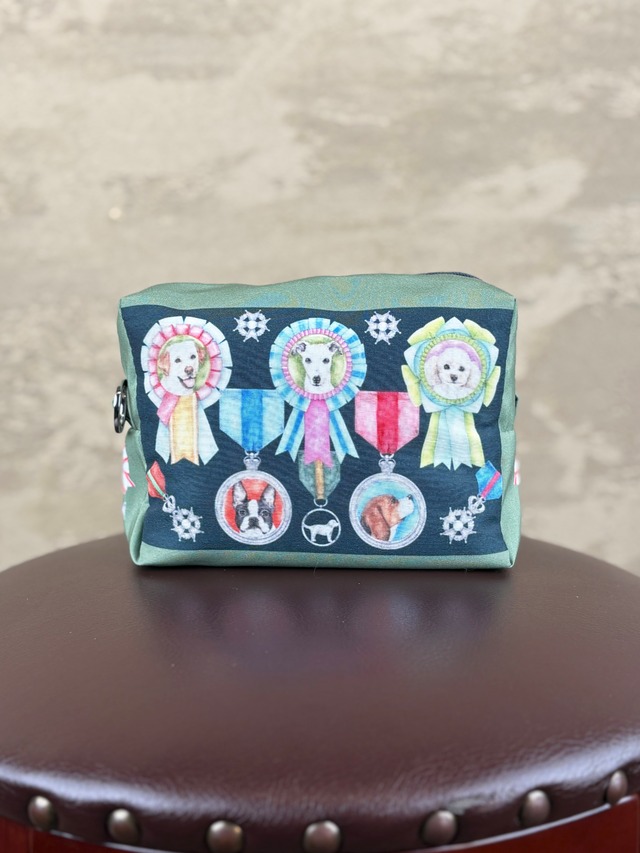 ボックスポーチ【Rosette Dogs】《撥水・軽量》