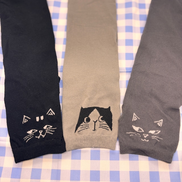 UVアームカバー ねこ 猫 UV対策 紫外線対策 接触冷感 ひんやり　ねこ顔