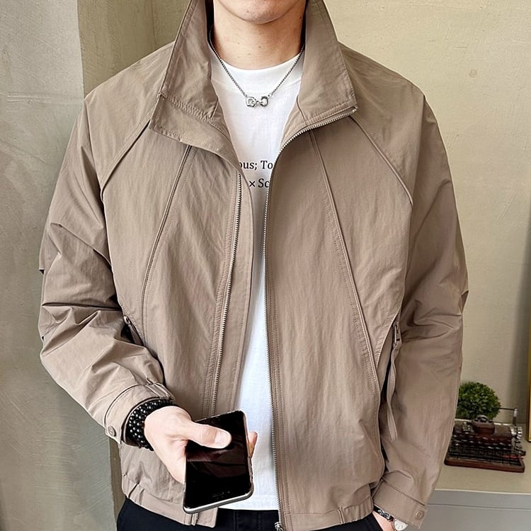 ジップアップ ノーカラー ショート丈 ブルゾン 3color OJ0604