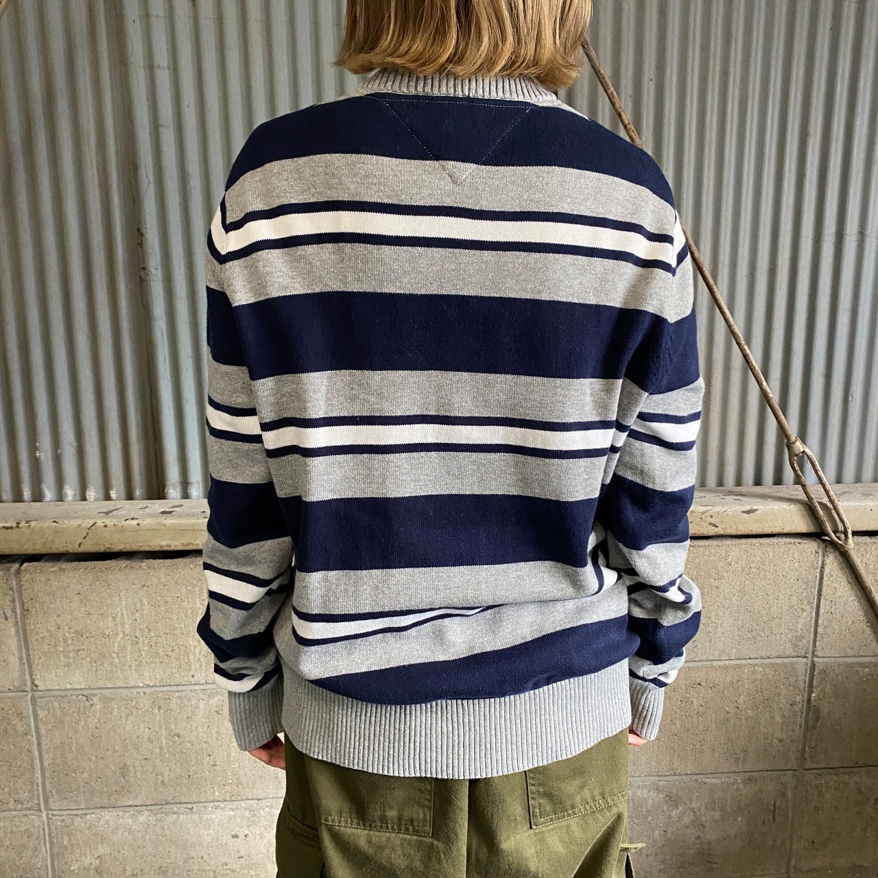 TOMMY HILFIGER トミーヒルフィガー ボーダー ハーフジップ コットン 