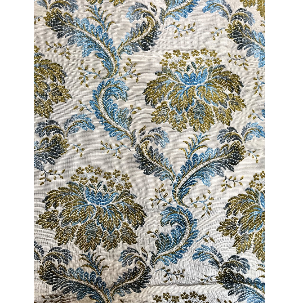 【フランス製 ヴィンテージ 生地】ジャガード織り フラワー&リーフ柄 ファブリック /アンティーク素材/ハンドメイド・リメイクに