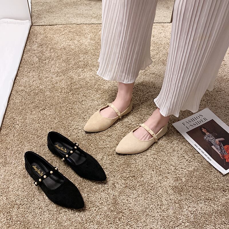 フラットボトムスのエンドウ豆の靴女性ins2020新しい野生のカジュアルパールシューズレトロ香港スタイルのソフトボトムおばあちゃんの靴 部族の婦人靴2789497