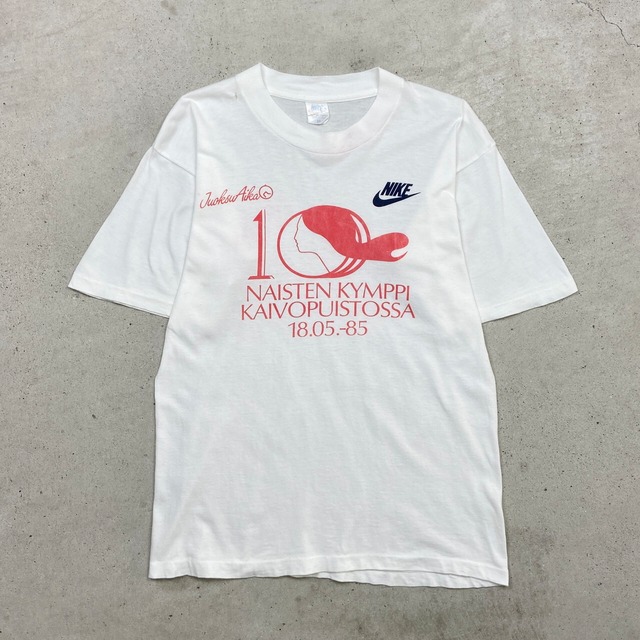 80年代 イタリア製 NIKE ナイキ オレンジタグ プリントTシャツ メンズM 