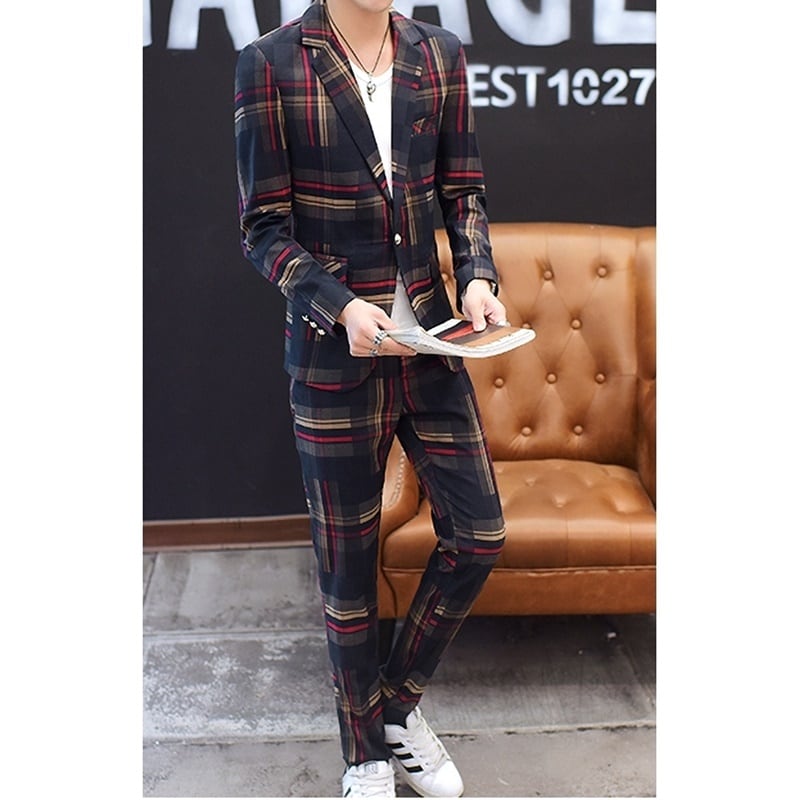 チェック柄 ジャケット＆パンツ セットアップ 2カラー LB0056 | LIBERD  