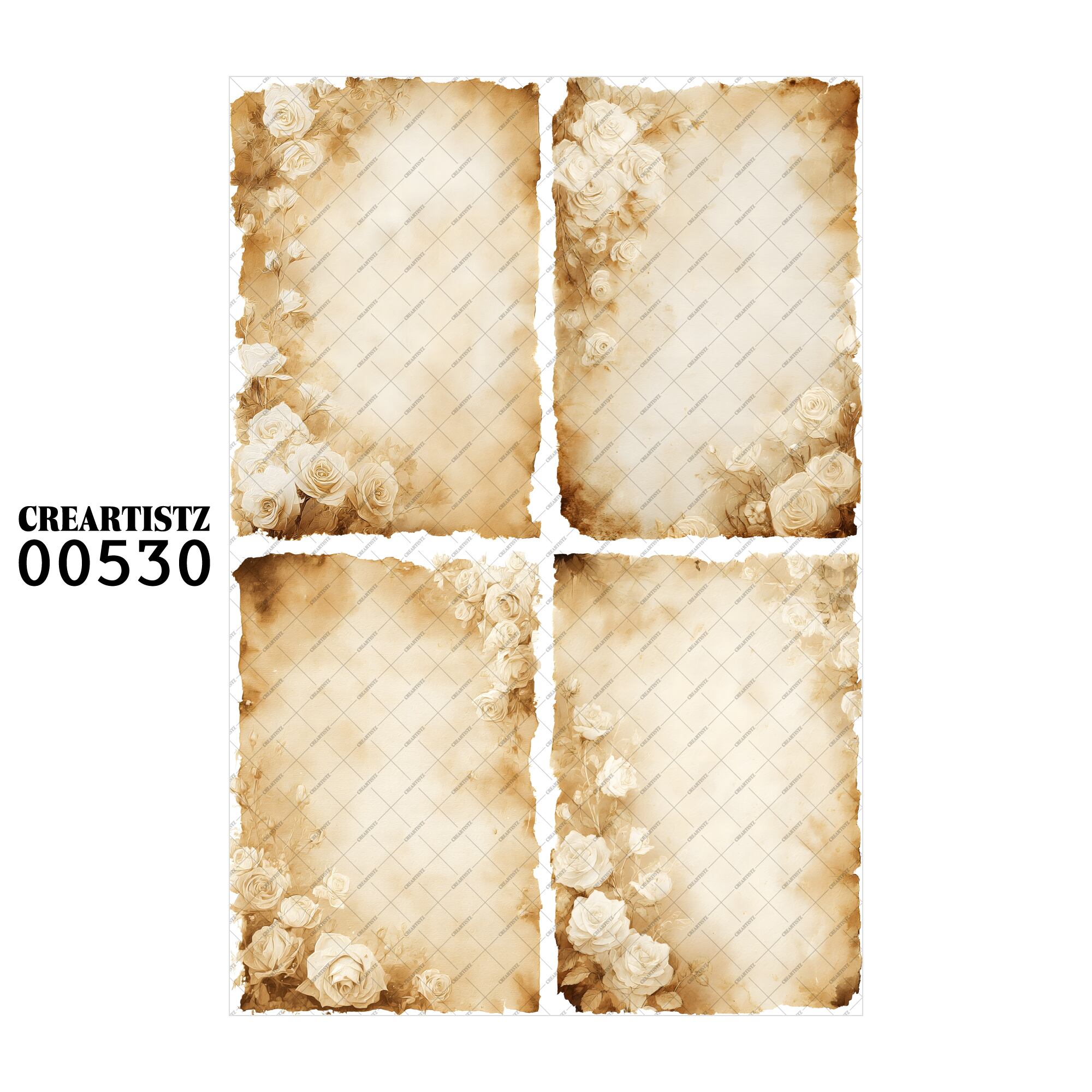 00530 背景 コラージュ素材 オリジナル 12枚セット (4種類×3枚) ペーパー/ステッカー CREARTISTZ