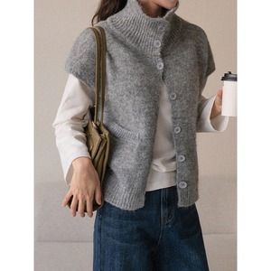 ハイネックボタンニットベスト 2color　RA3147