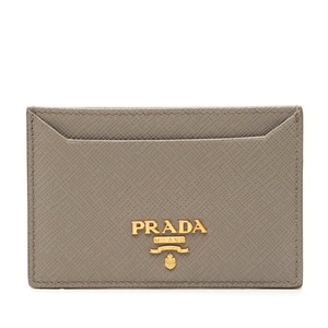 プラダ サフィアーノ ロゴ カードケース パスケース 1MC208 グレー レザー レディース PRADA 【中古】