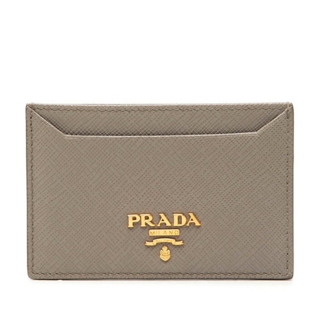 プラダ サフィアーノ ロゴ カードケース パスケース 1MC208 グレー レザー レディース PRADA 【中古】