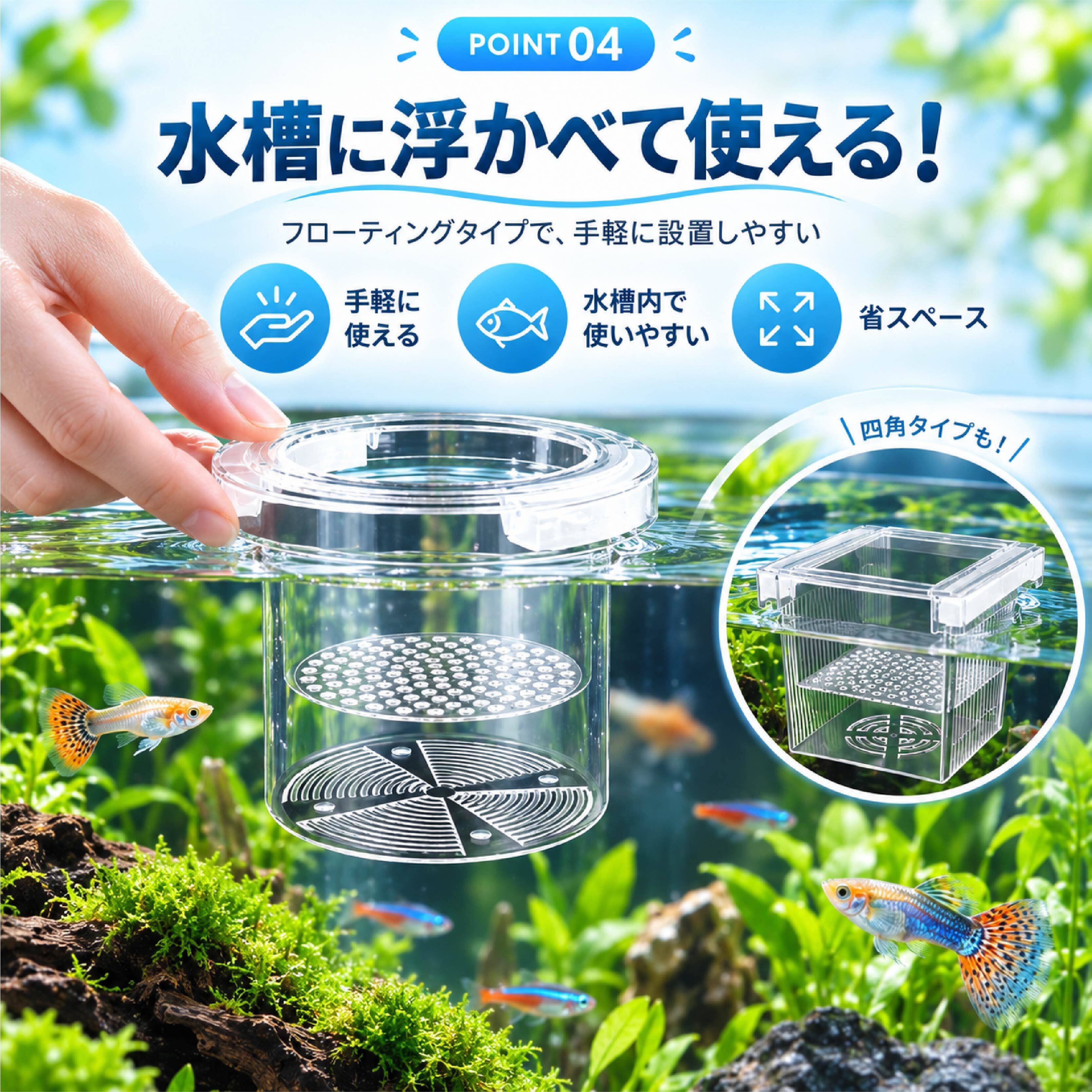 JY 969 . 水槽用フローティング隔離ケース 産卵 隔離ボックス 稚魚育成
