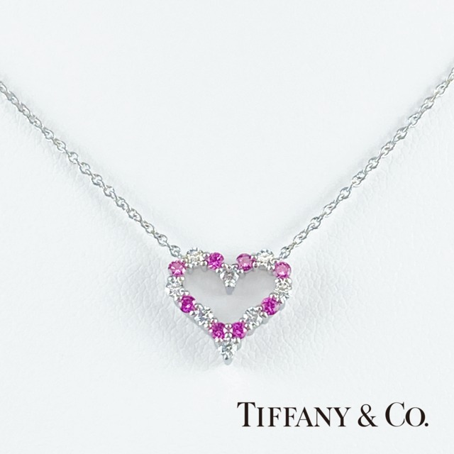 TIFFANY&Co. ティファニー センチメンタルハート ダイヤ/ピンクサファイア レディース PT950 ネックレス