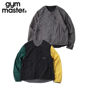 gym master ジムマスター リバーシブル ナイロン ノーカラージャケット 軽量 防風 ドローコード ジップアップ ライトアウター G918634 BLKクレイジー×CCL
