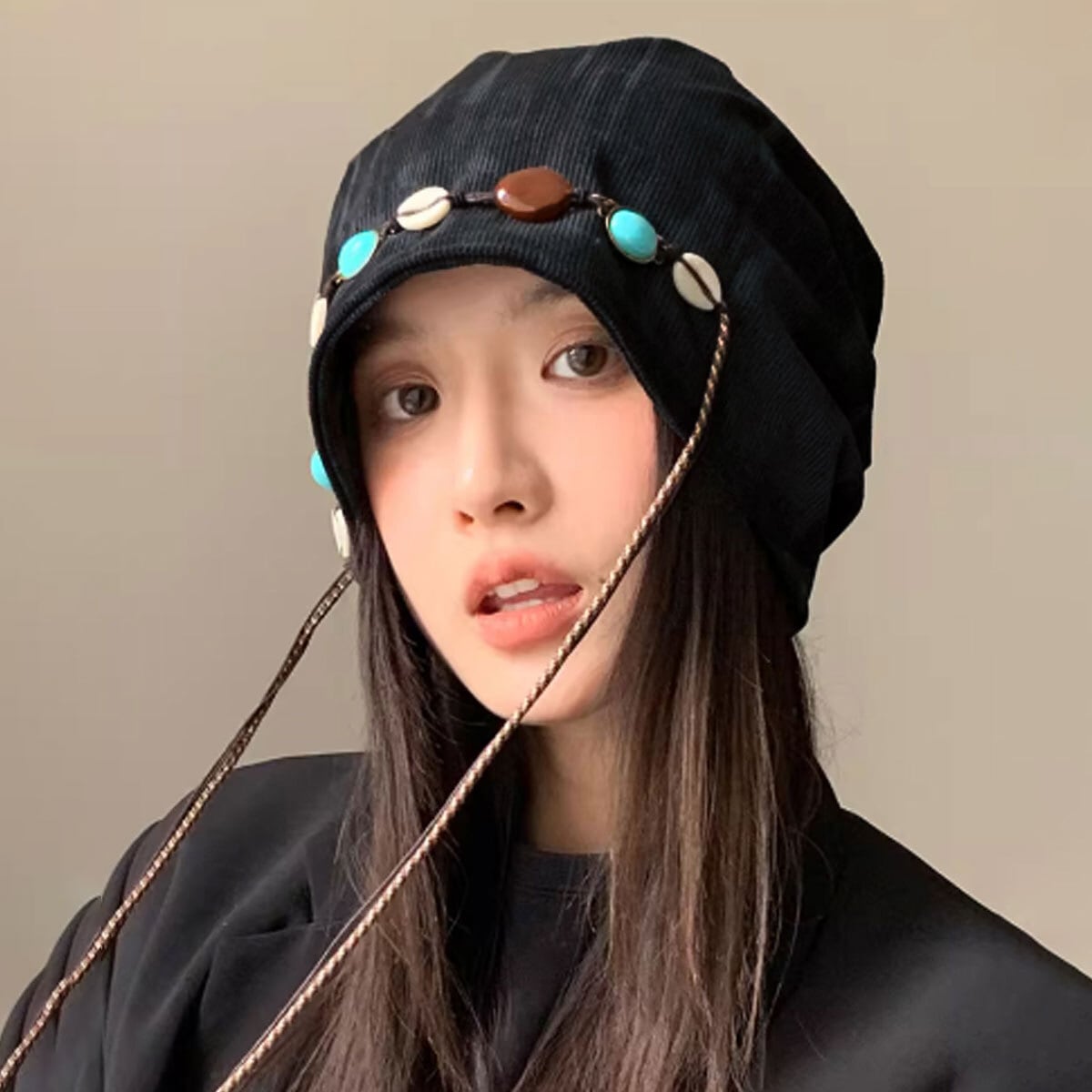 ルーズ ワッチキャップ 装飾付き 帽子 レディース 春秋冬 韓国 おしゃれ 大人 カジュアル レトロ 被りやすい 柔らかい 軽量 ストリート 原宿系 大人可愛い 大人女子