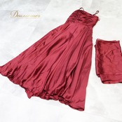 フォーマル 衣装 DRESS ROOM AMI ドレスルームアミ ドレス レッド系 ワインレッド 赤 無地 ストール 無地 編み上げ パーティ 演奏会 発表会 キャミソール おしゃれ 結婚式 舞台衣装 エレガント 大人 上品 かわいい