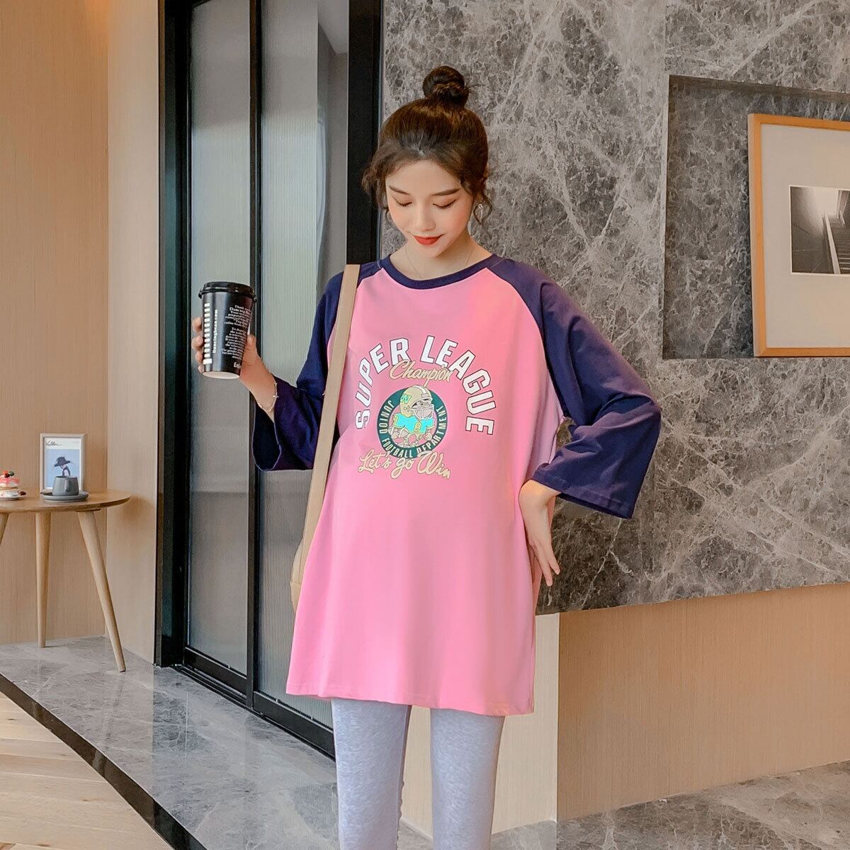 【新作】【送料無料】 602＃マタニティ服春秋コットンレター印刷マタニティトップス服妊婦パーカードレス スプリング 春物 オータム 秋物 AL expec379166110541