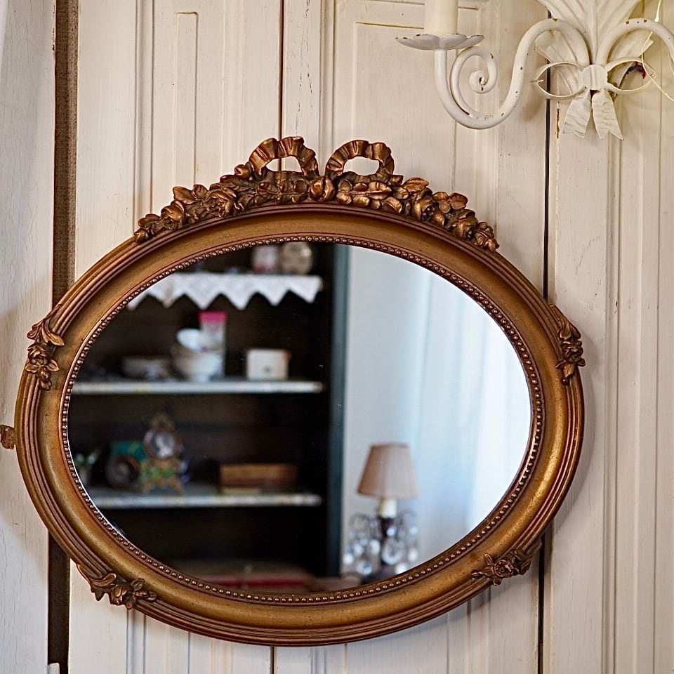 フランスアンティーク アイアン壁掛けミラー | ヴィラモンローズ