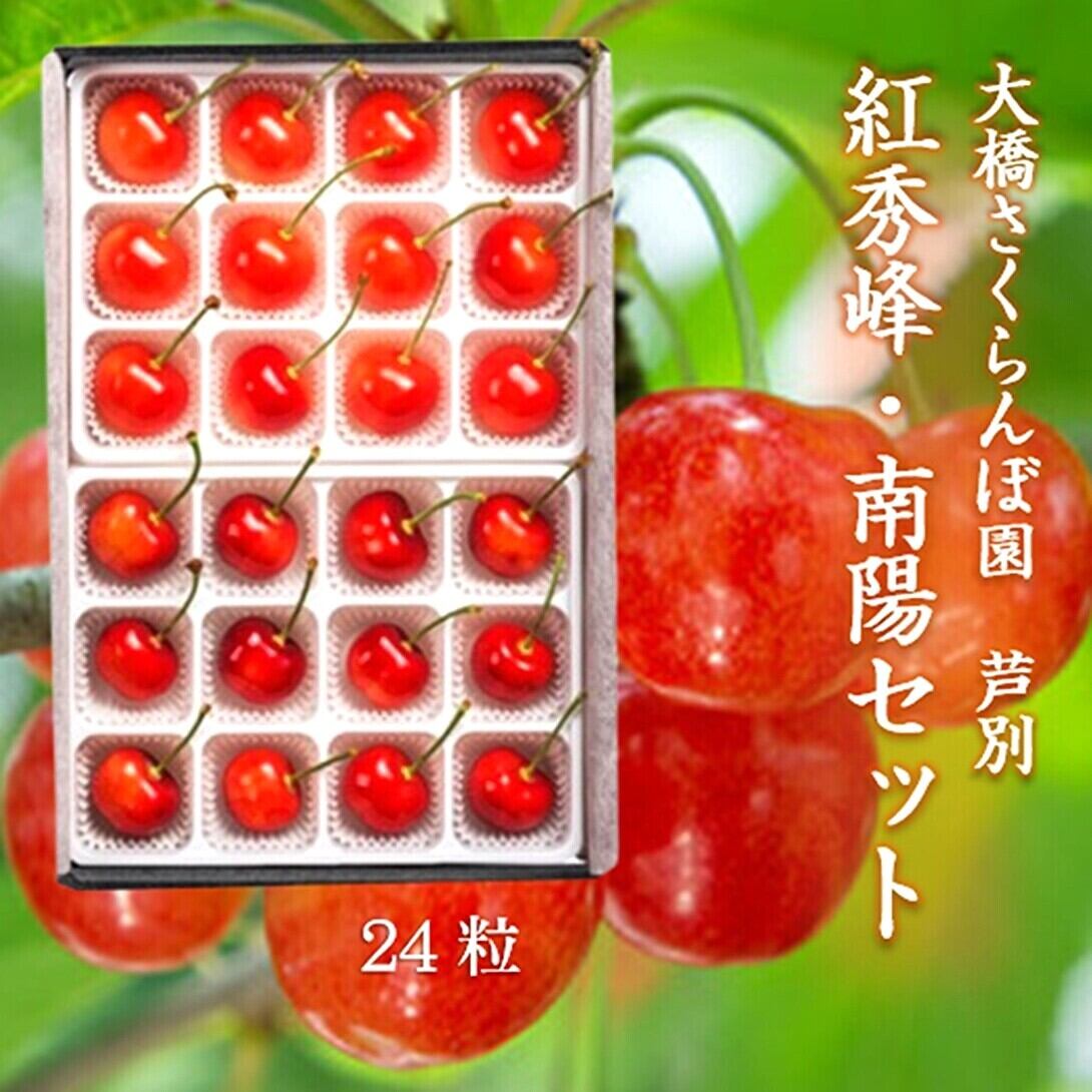 紅秀峰 南陽 さくらんぼ　2種楽しめます　1キロ 2色セットスペシャル24粒（南陽12粒・紅秀峰12粒）｜大橋