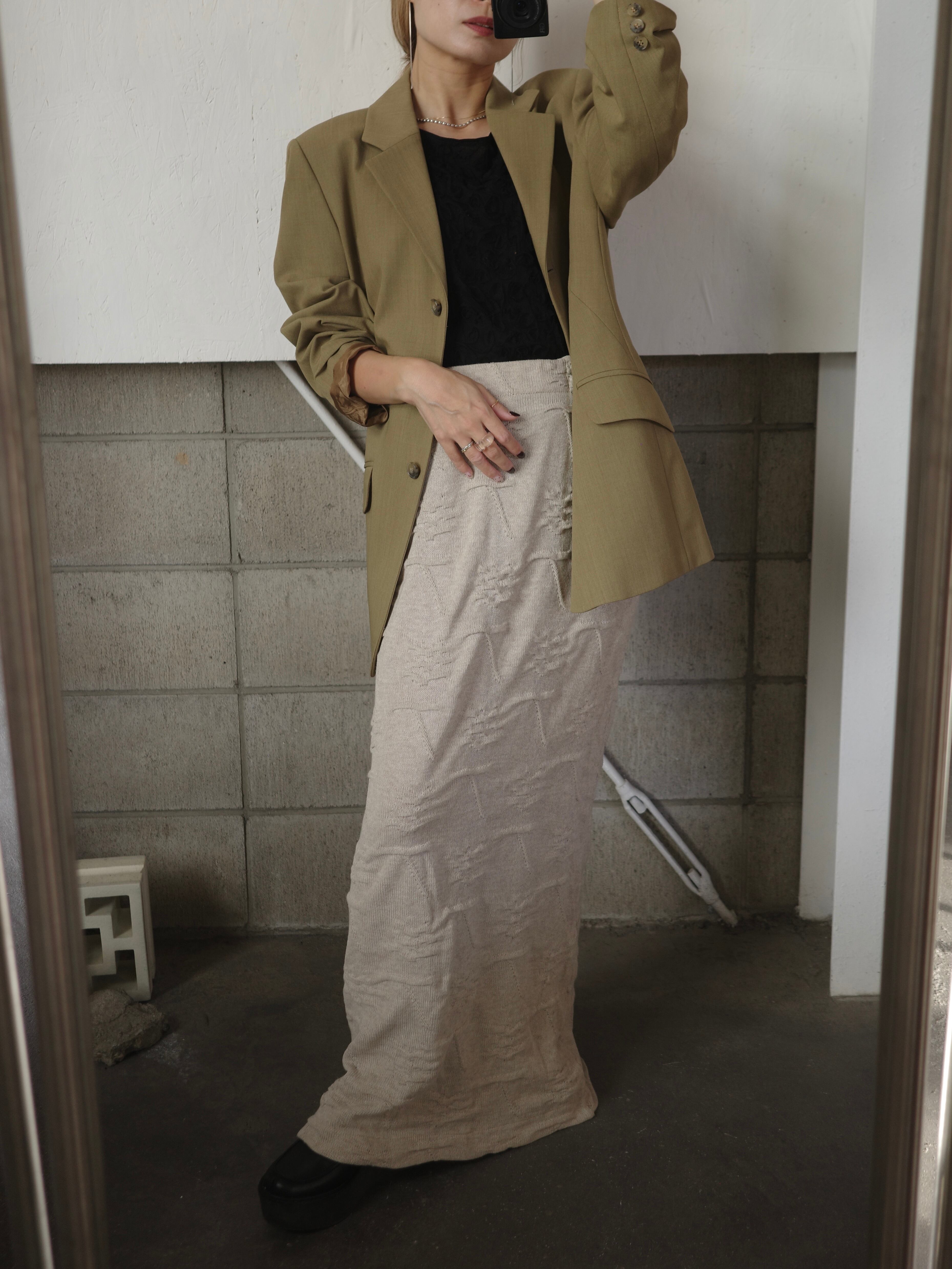 <vintage>design knit maxi skirt
